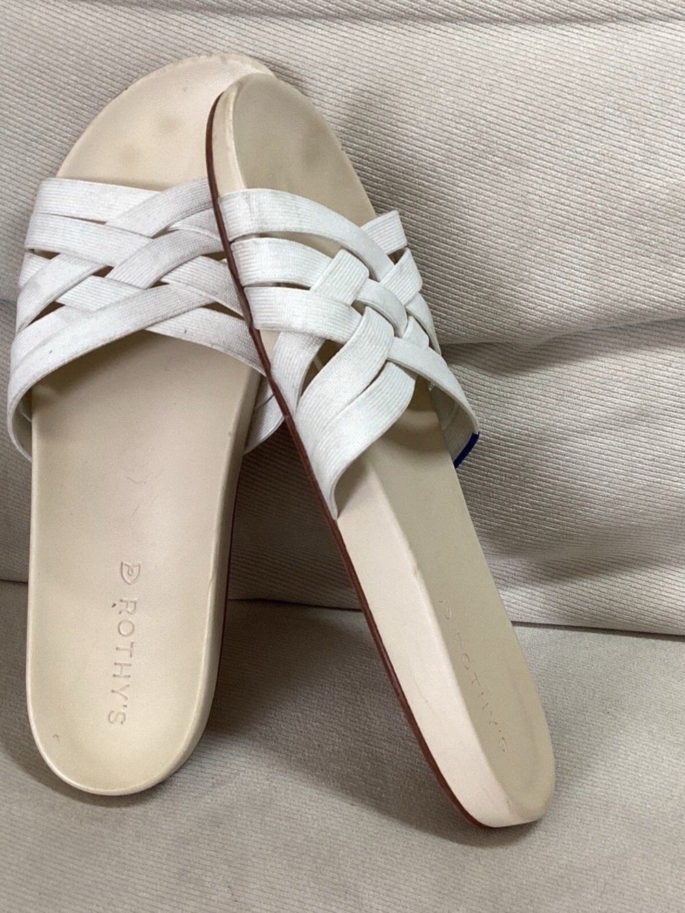 Rothy's White Woven Slide Mules